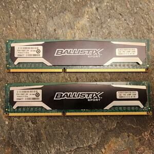 Ballistix Sport 8GB Single DDR3 1600 MT/s (PC3-12800) UDIMM 240-Pin Memory X 2